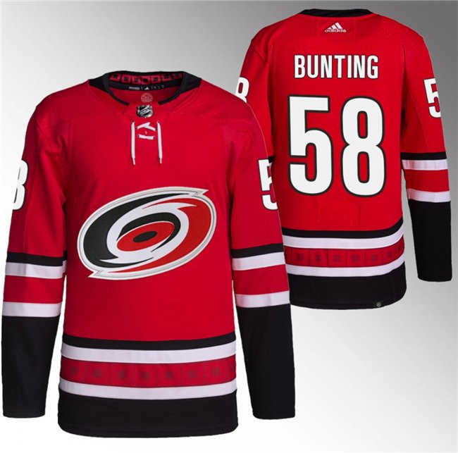 Men's Carolina Hurricanes #58 Michael Bunting Red Stitched Hockey Jersey