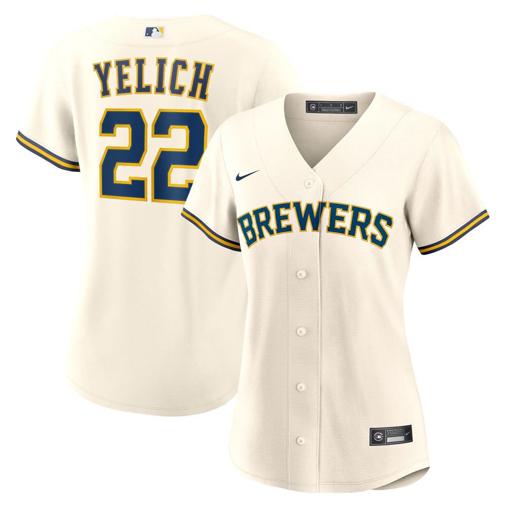 Women's Milwaukee Brewers Christian Yelich Home Player Jersey - Cream